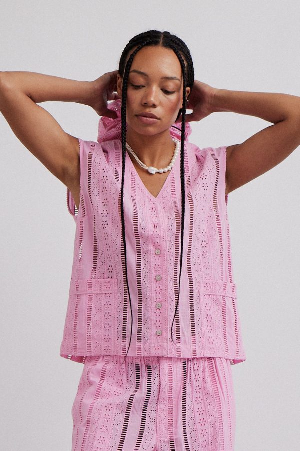 Tops Damson Madder Women | alys vest - pink broderie None