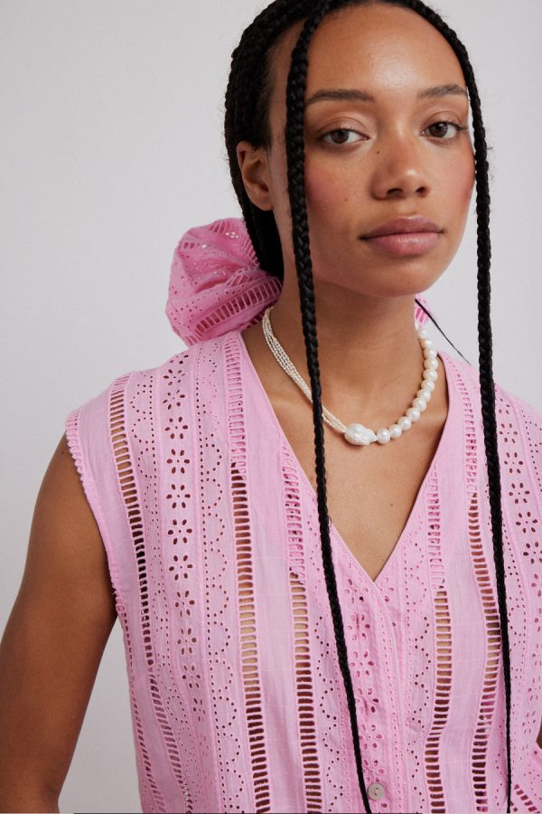 Tops Damson Madder Women | alys vest - pink broderie None - Image 5