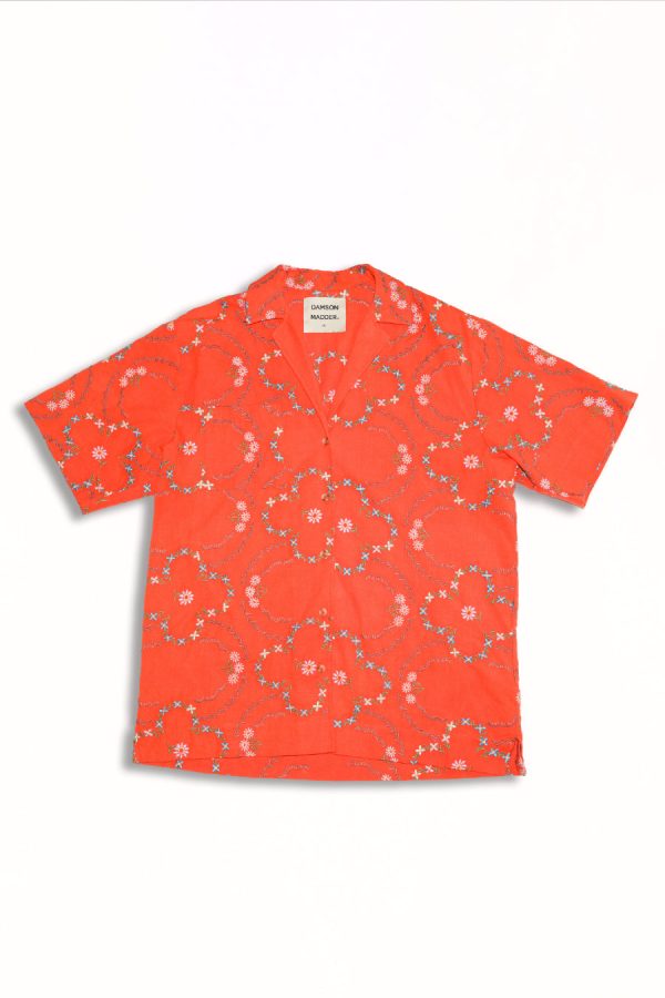 tablecloth shirt - red flower embroidery None Women | Tops Damson Madder - Image 6