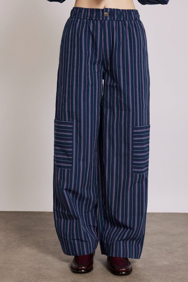 Women Bottoms | Damson Madder harrison trousers - navy stripe None - Image 3