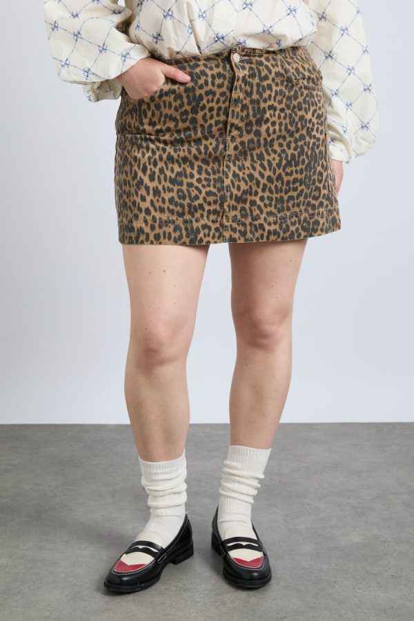 Damson Madder lily denim mini skirt- leopard None | Women Bottoms