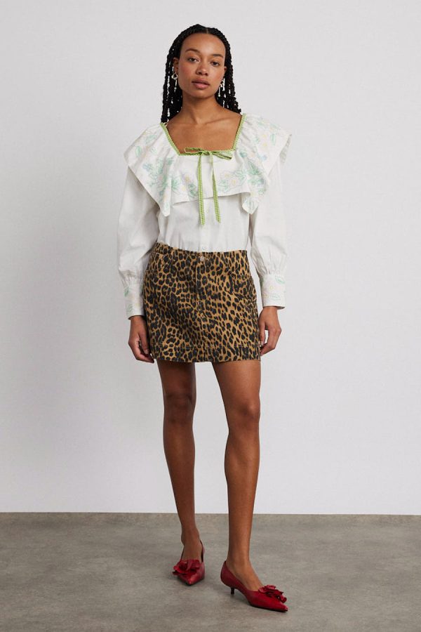 Damson Madder lily denim mini skirt- leopard None | Women Bottoms - Image 8