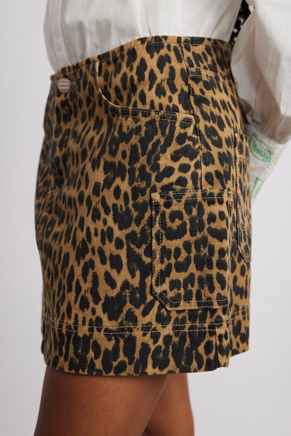 Damson Madder lily denim mini skirt- leopard None | Women Bottoms - Image 4