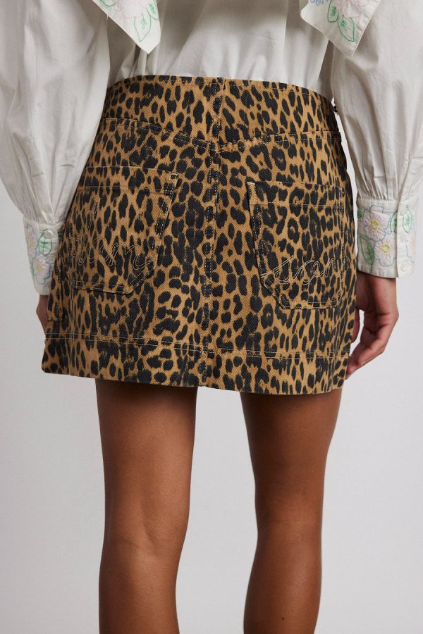 Damson Madder lily denim mini skirt- leopard None | Women Bottoms - Image 6