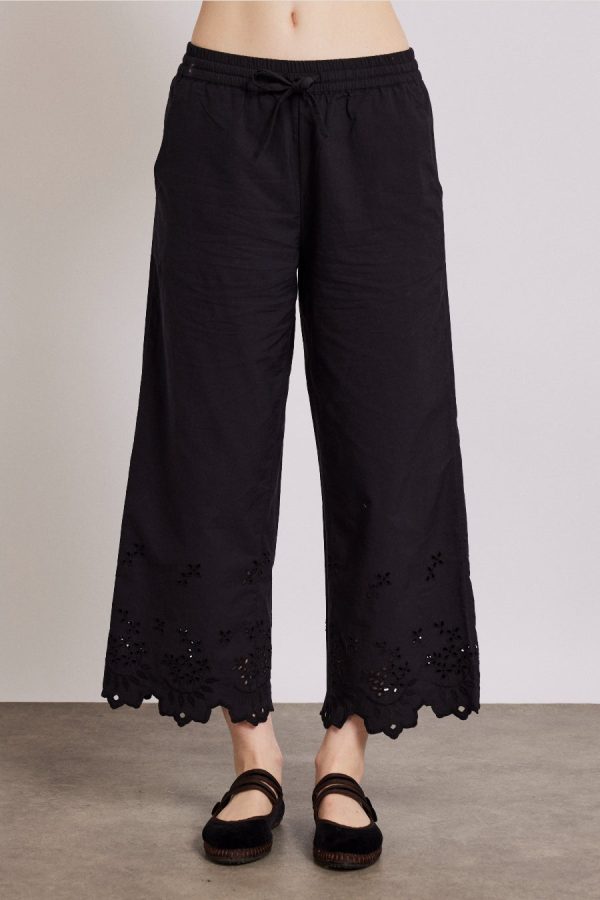 Bottoms Damson Madder | Women lana trousers - black broderie None