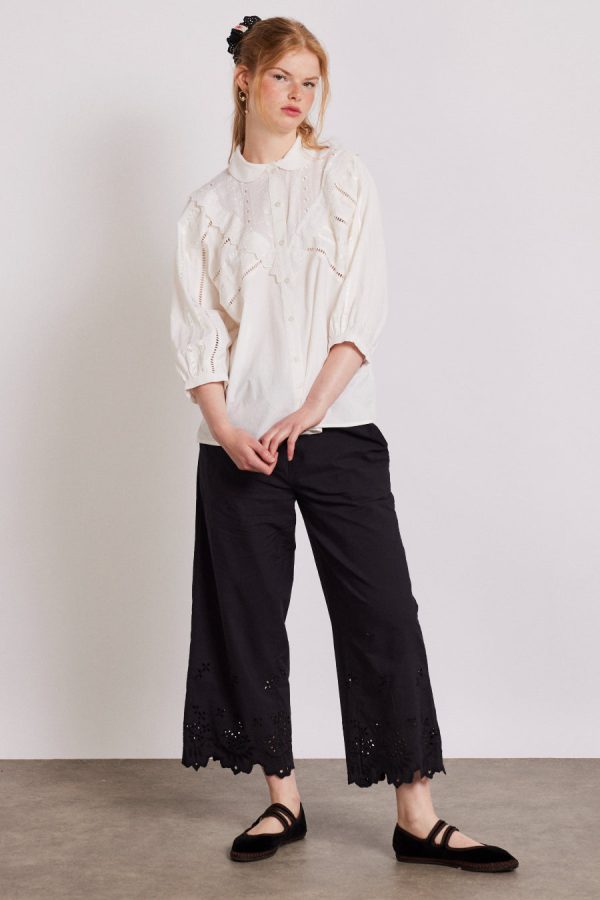 Bottoms Damson Madder | Women lana trousers - black broderie None - Image 3