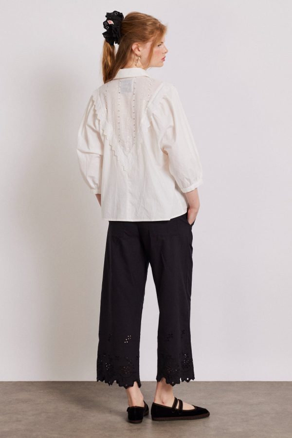 Bottoms Damson Madder | Women lana trousers - black broderie None - Image 2