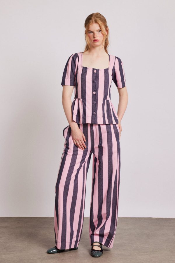Women Bottoms | Damson Madder rafe pants - pink navy stripe None