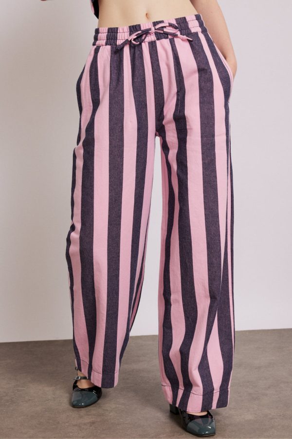 Women Bottoms | Damson Madder rafe pants - pink navy stripe None - Image 4