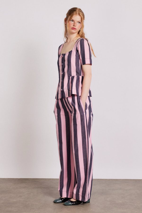 Women Bottoms | Damson Madder rafe pants - pink navy stripe None - Image 7