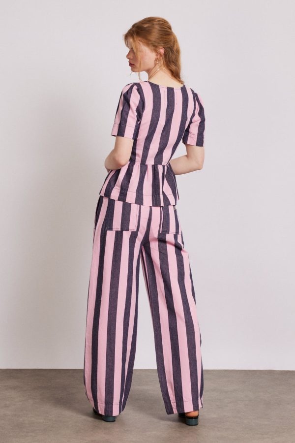 Women Bottoms | Damson Madder rafe pants - pink navy stripe None - Image 6