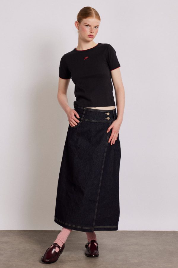 Women Denim | Damson Madder raye denim skirt - dark indigo None