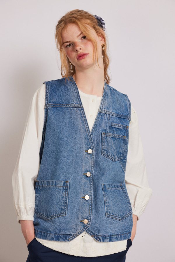 Damson Madder billie denim gilet - vintage wash None | Women Denim