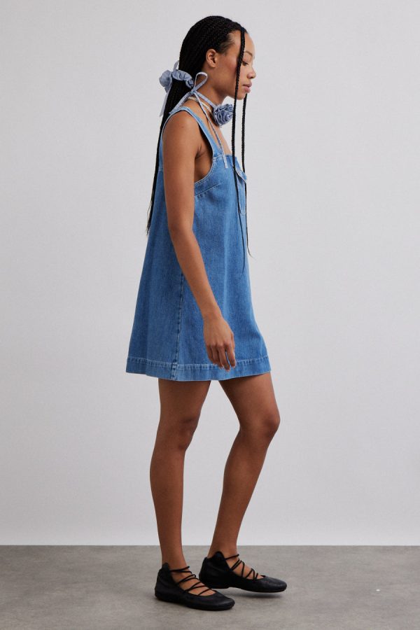Denim Women | nancy mini dress - organic denim None Damson Madder - Image 2