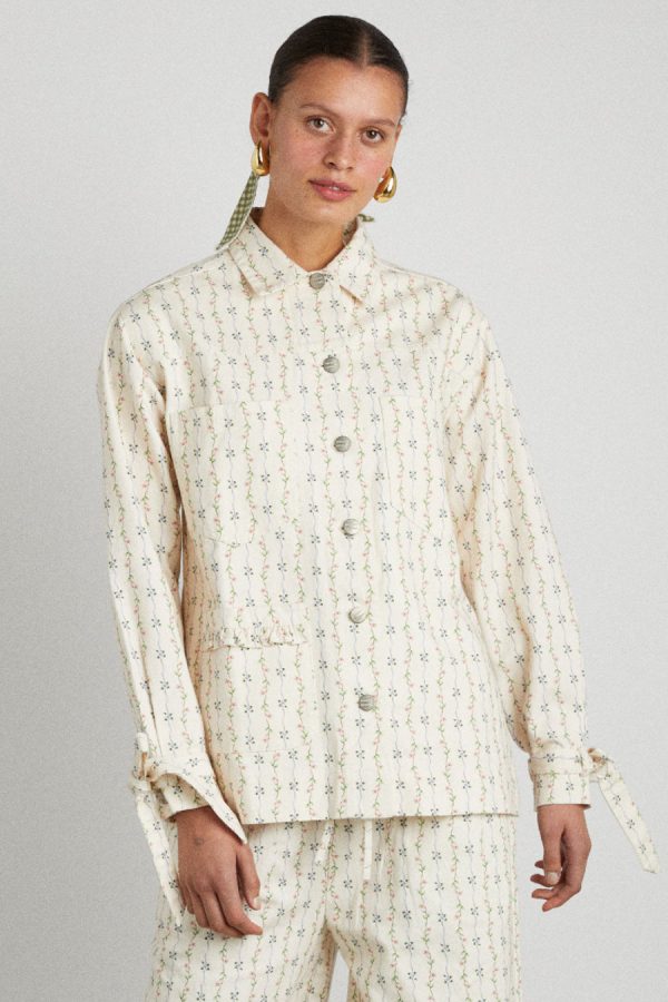 Denim | goodnature denim shacket - floral stripe None - Damson Madder Women
