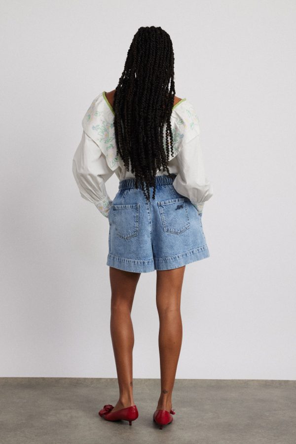 Denim Damson Madder Women | rafe shorts - bow embroidery None - Image 2