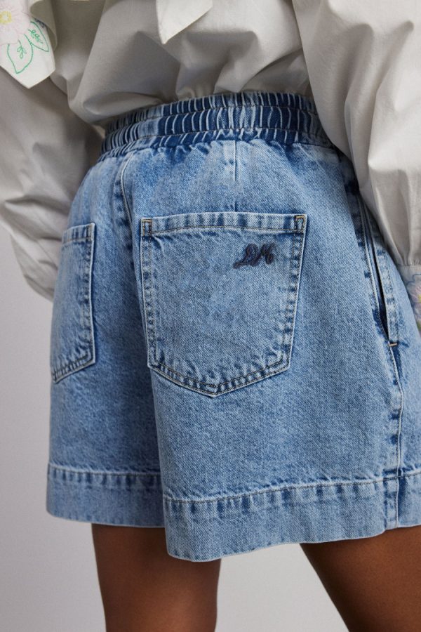 Denim Damson Madder Women | rafe shorts - bow embroidery None - Image 3