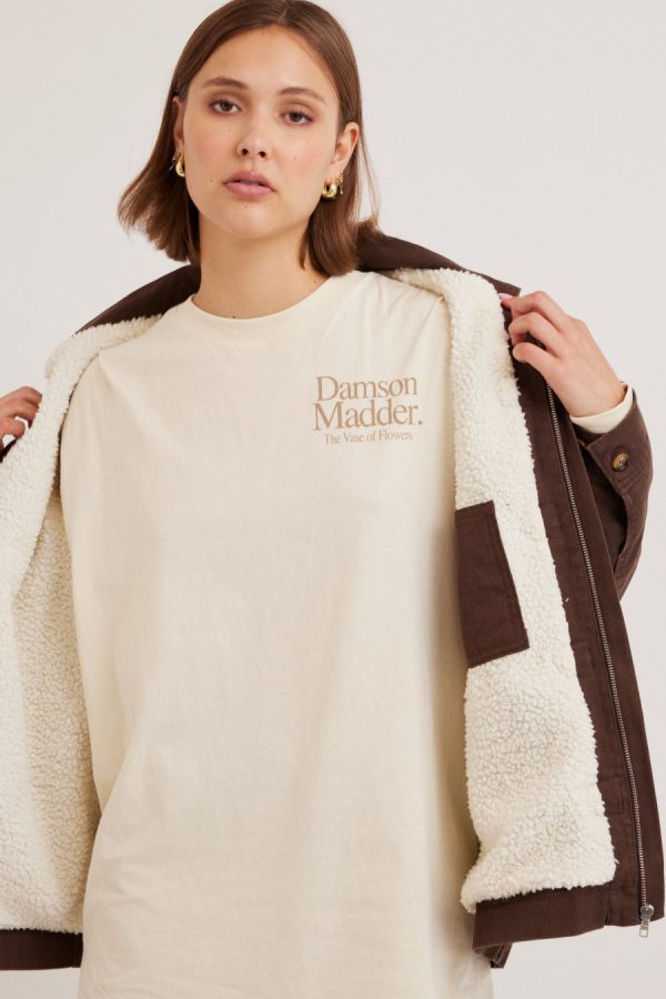 Denim | dion workwear borg shacket - chocolate None | Damson Madder Women - Image 8