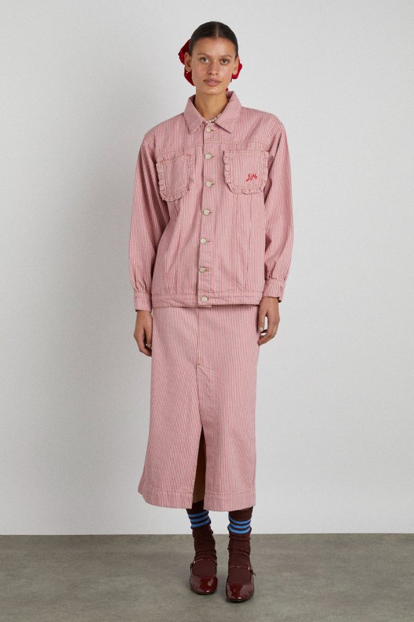 frilly fin jacket - pink stripe None | Denim Damson Madder Women - Image 4