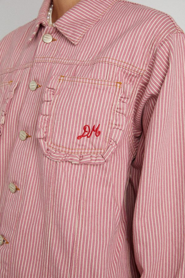 frilly fin jacket - pink stripe None | Denim Damson Madder Women - Image 2