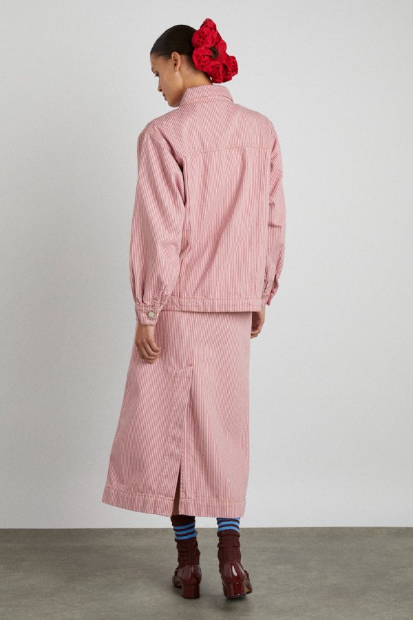 frilly fin jacket - pink stripe None | Denim Damson Madder Women - Image 3