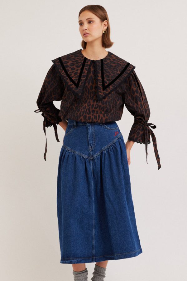 fin midi skirt None Women | Denim Damson Madder