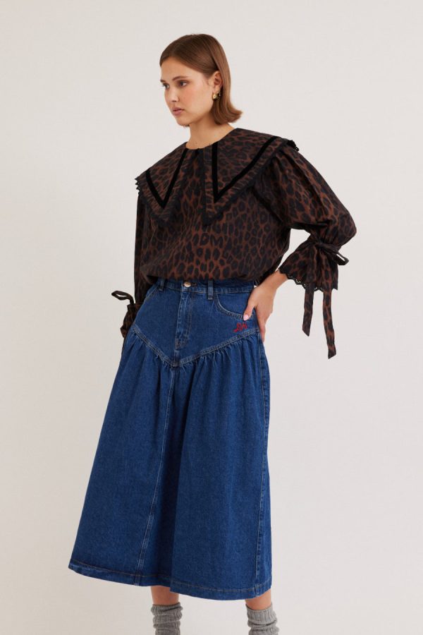 fin midi skirt None Women | Denim Damson Madder - Image 4