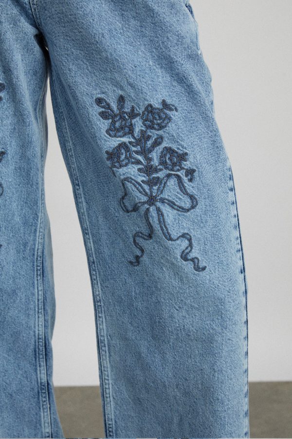 babysitter jean - embroidered bow None | Denim Damson Madder Women - Image 6
