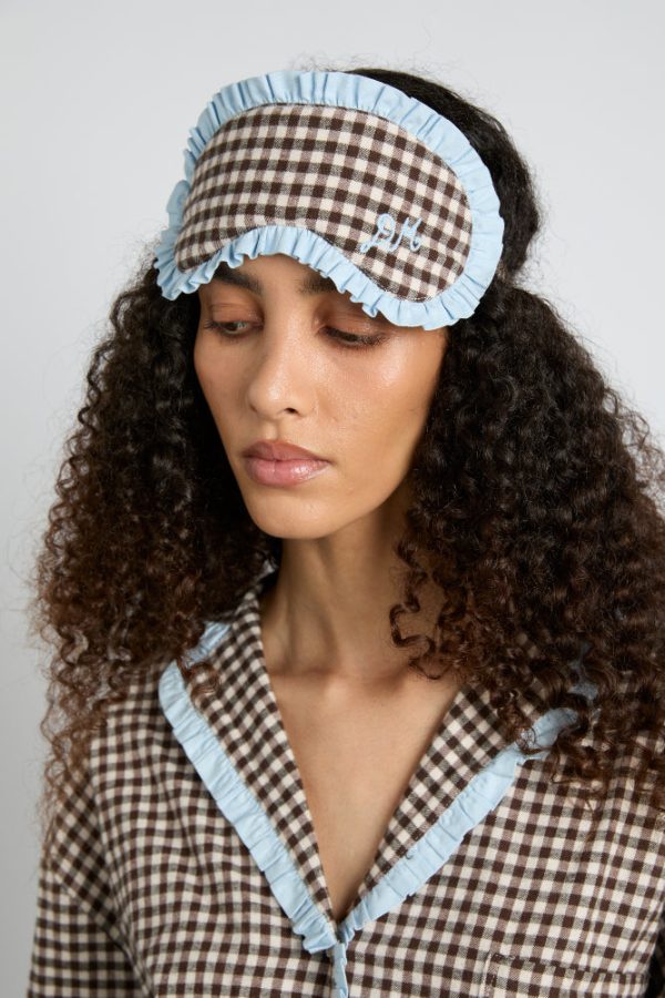 Women Damson Madder damson pj eye mask - brown gingham None | Nightwear