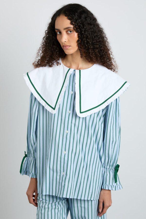 Nightwear | barbara pj set- blue stripe None - Damson Madder Women - Image 4