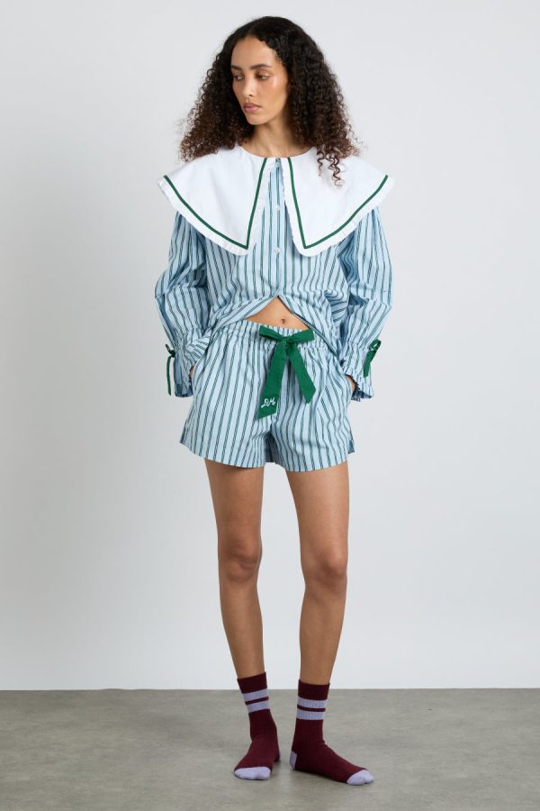 Women krissy pj boxer - blue stripe None | Nightwear Damson Madder