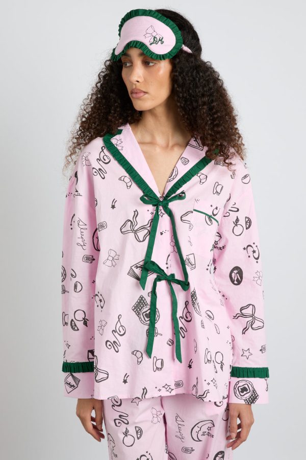 Nightwear Women | antonella pj set - pink sleep symbols None Damson Madder - Image 2