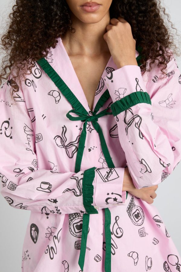 Nightwear Women | antonella pj set - pink sleep symbols None Damson Madder - Image 4