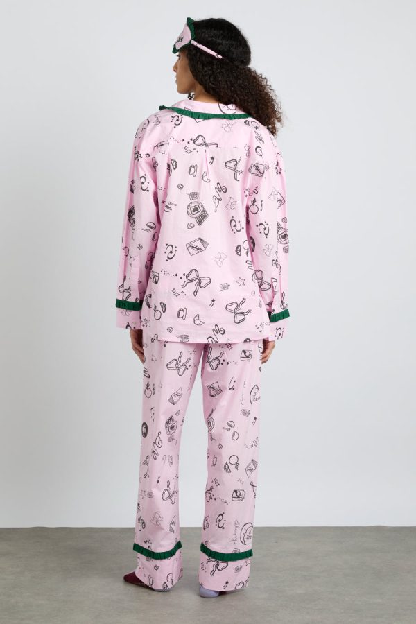 Nightwear Women | antonella pj set - pink sleep symbols None Damson Madder - Image 3