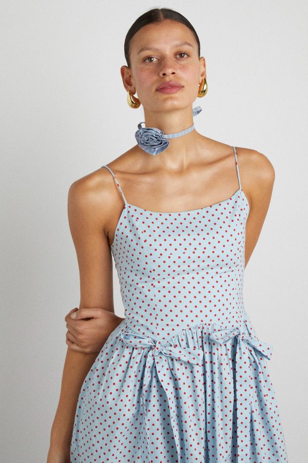 Damson Madder Occasion Wear | Women | penelope midi - blue & red spot None - Image 6