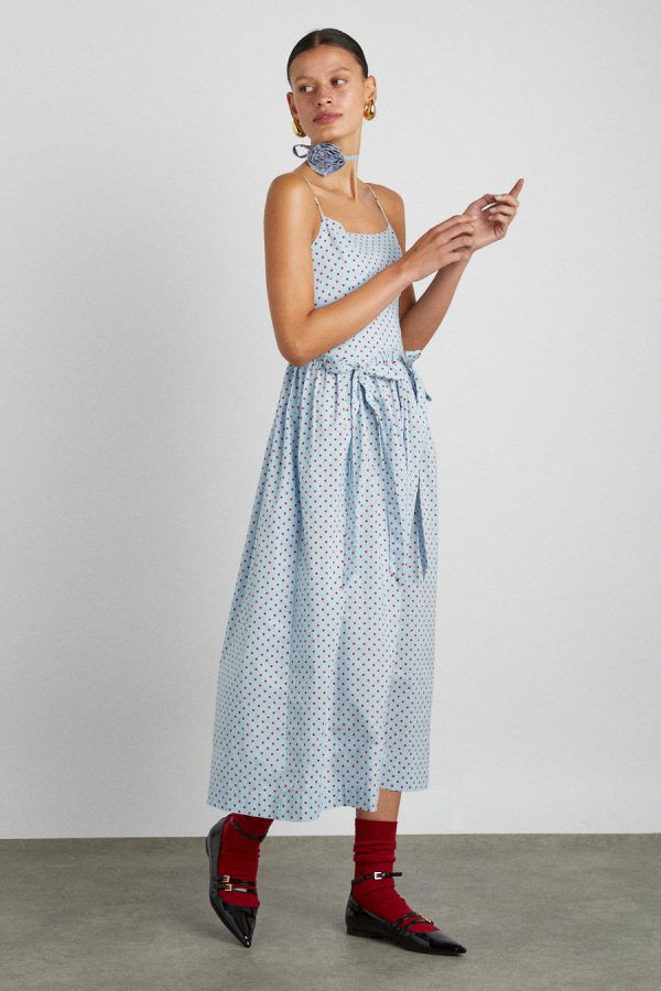 Damson Madder Occasion Wear | Women | penelope midi - blue & red spot None - Image 2