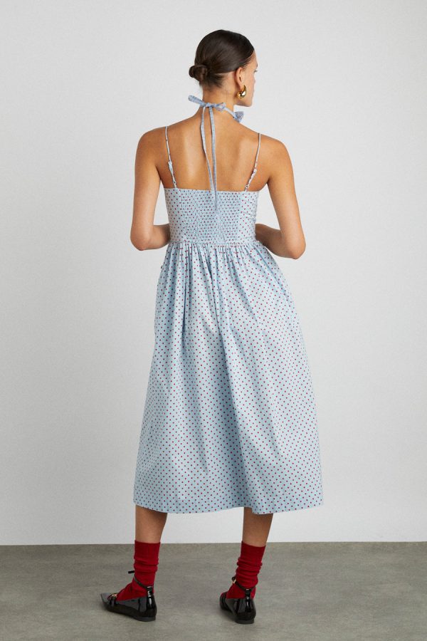 Damson Madder Occasion Wear | Women | penelope midi - blue & red spot None - Image 3