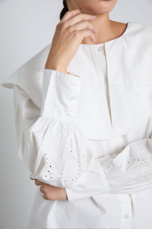 Occasion Wear Women | romeo embroidered blouse - white None Damson Madder - Image 2
