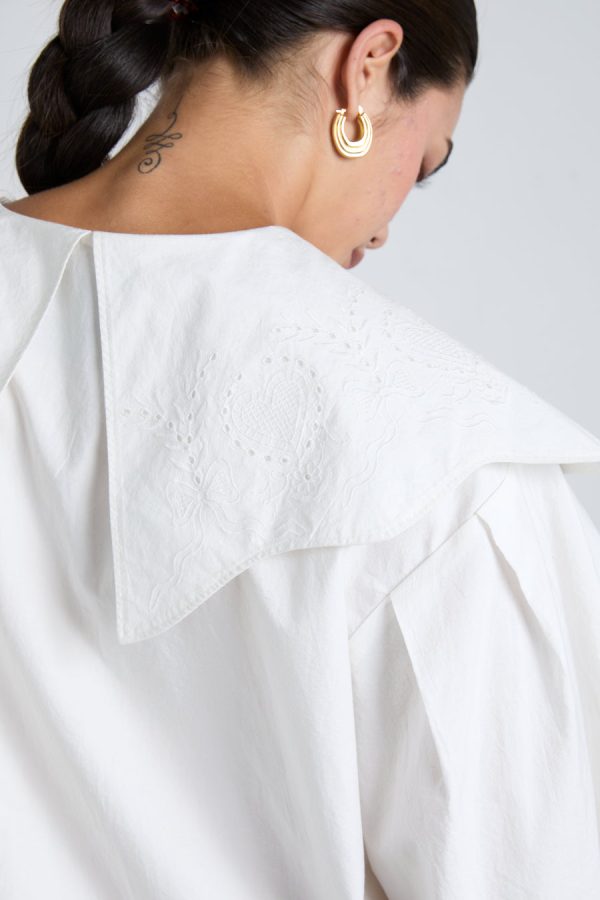 Occasion Wear Women | romeo embroidered blouse - white None Damson Madder - Image 4