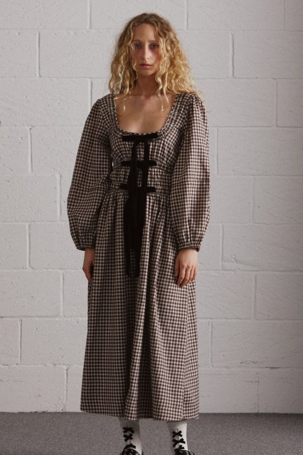 Occasion Wear Damson Madder | Women dakota bow midi dress - chocolate check None