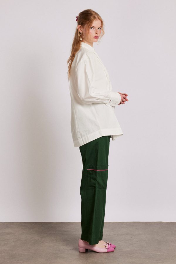 Occasion Wear Women | tuxedo ruffle shirt None Damson Madder - Image 3