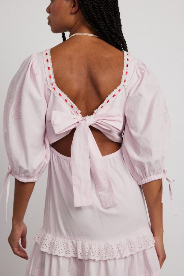 Damson Madder rebecca bow back dress - pink broderie None | Women Occasion Wear - Image 5