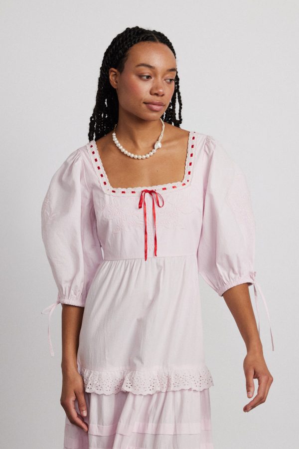 Damson Madder rebecca bow back dress - pink broderie None | Women Occasion Wear - Image 2