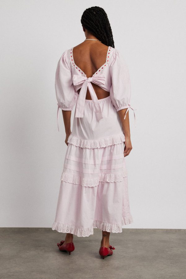 Damson Madder rebecca bow back dress - pink broderie None | Women Occasion Wear - Image 3