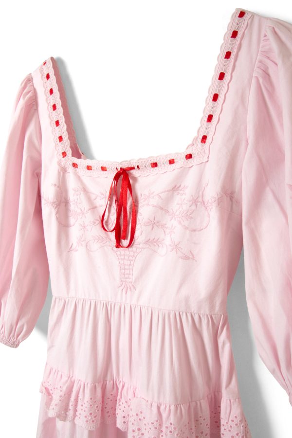 Damson Madder rebecca bow back dress - pink broderie None | Women Occasion Wear - Image 4