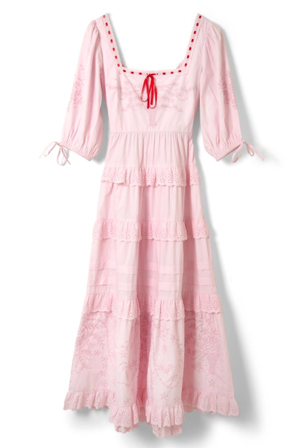 Damson Madder rebecca bow back dress - pink broderie None | Women Occasion Wear - Image 6