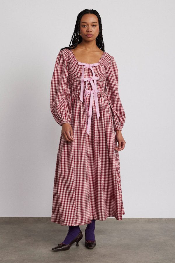 Occasion Wear Damson Madder Women | dakota bow midi dress - red gingham None