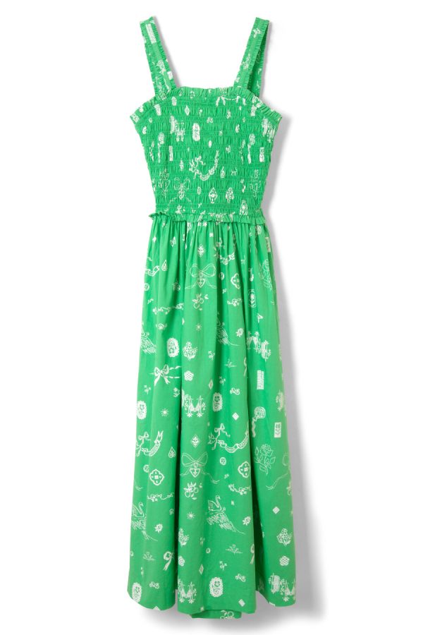 Women keira shirred midi dress - green symbol print None | Occasion Wear Damson Madder - Image 5