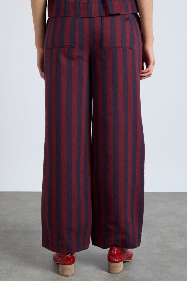 Damson Madder rafe trousers- navy and burgundy stripe None | Women Co-ords - Image 4