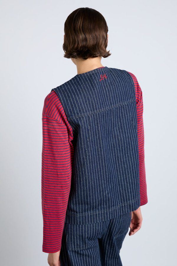 Women dilly gilet - navy pinstripe None | Co-ords Damson Madder - Image 2